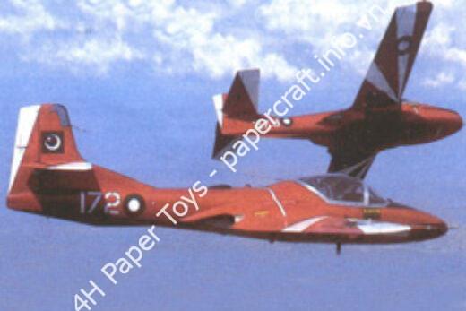 Mô hình giấy Cessna A/T-37 – T-37C Sherdils (early) Pakistani Air Force Demonstration team (incl. extra parts for full team) - đồ chơi giấy thủ công PaperCraft VN