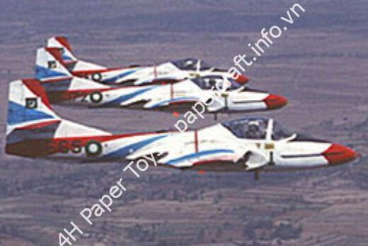 Mô hình giấy Cessna A/T-37 – T-37C Sherdils (late) Pakistani Air Force Demonstration team (incl. extra parts for full team) - đồ chơi giấy thủ công PaperCraft VN