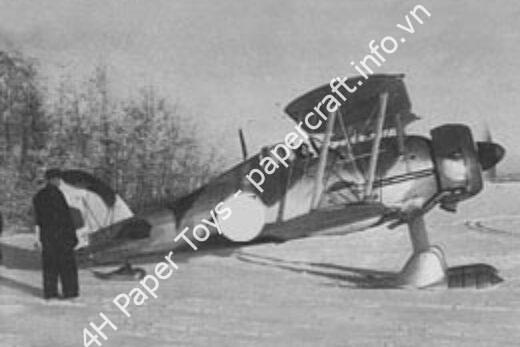 Mô hình giấy Gloster Gladiator – Finnish Air Force, F19 Volunteer Squadron (Censored versions) Ski-Version, 1940 - đồ chơi giấy thủ công PaperCraft VN