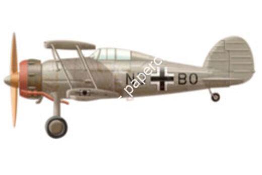 Mô hình giấy Gloster Gladiator – German Luftwaffe (Censored version) captured aircraft, 1943 - đồ chơi giấy thủ công PaperCraft VN