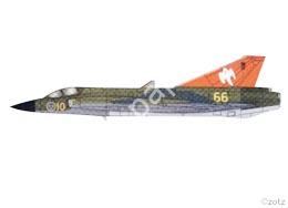 Mô hình giấy Saab Draken – J35F Swedish Air Force, Ghost F10 squadron, #66 - đồ chơi giấy thủ công PaperCraft VN