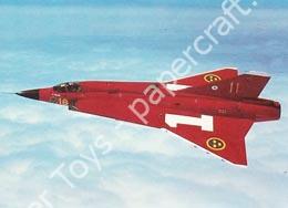 Mô hình giấy Saab Draken – J35F Swedish Air Force, Red 11 F10 Squadron, #11 - đồ chơi giấy thủ công PaperCraft VN