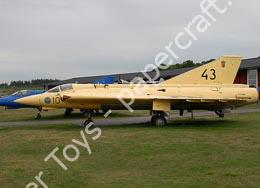Mô hình giấy Saab Draken – J35F Swedish Air Force, Yellow swordfish F10 squadron, #43 - đồ chơi giấy thủ công PaperCraft VN