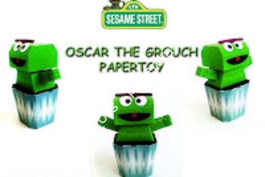 Mô hình giấy Papertoy – Oscar from Sesame Street - đồ chơi giấy thủ công PaperCraft VN