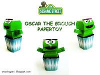 Mô hình giấy Papertoy – Oscar from Sesame Street - đồ chơi giấy thủ công PaperCraft VN