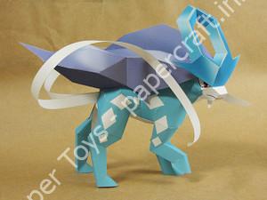 Mô hình giấy Suicune (Pokémon) - đồ chơi giấy thủ công PaperCraft VN