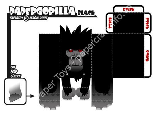 Mô hình giấy Papergorilla 1 – Papergorilla 01 Black - đồ chơi giấy thủ công PaperCraft VN
