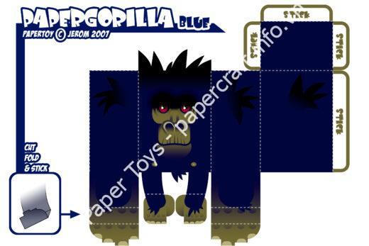 Mô hình giấy Papergorilla 1 – Papergorilla 01 Blue - đồ chơi giấy thủ công PaperCraft VN