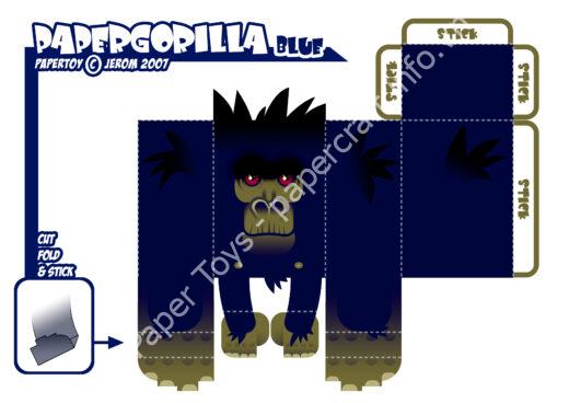 Mô hình giấy Papergorilla 1 – Papergorilla 01 Blue - đồ chơi giấy thủ công PaperCraft VN