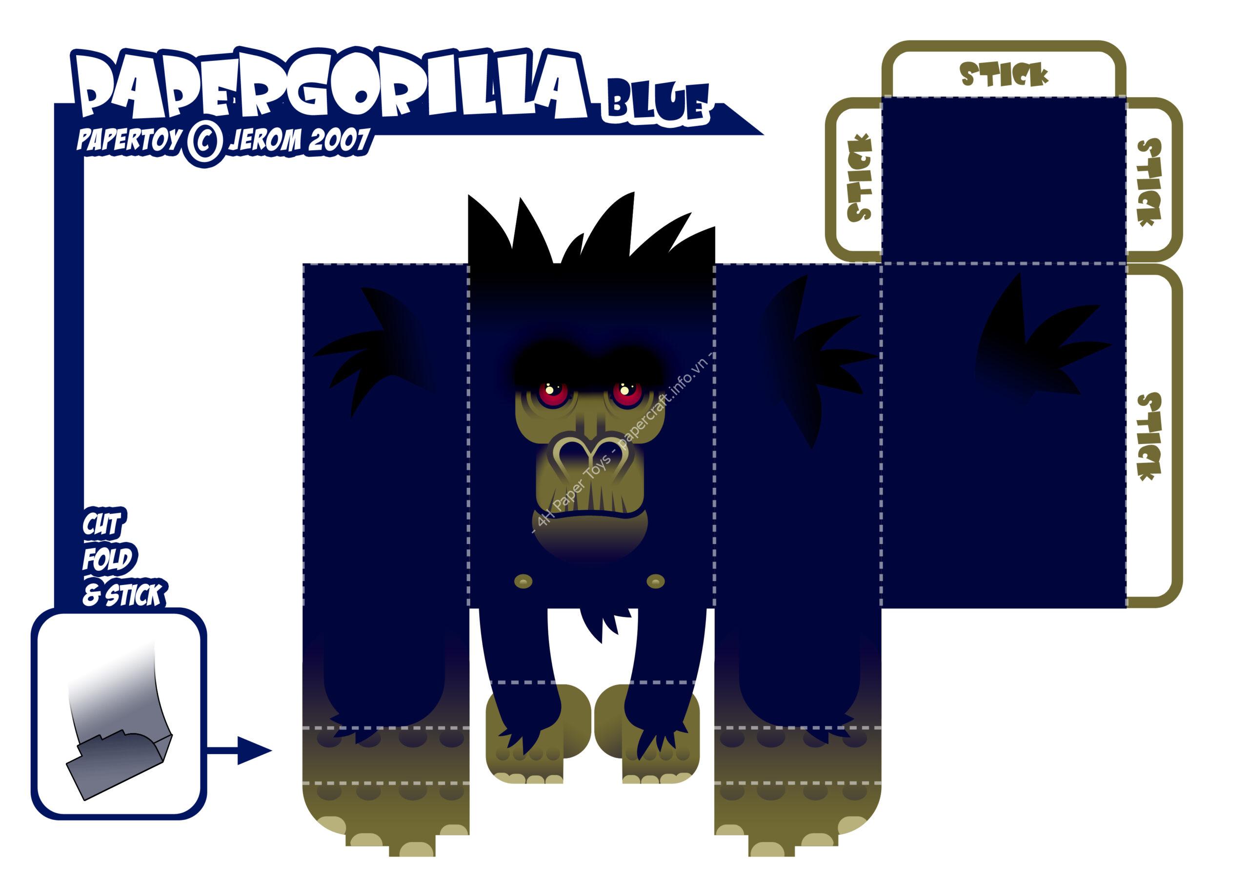 Mô hình giấy Papergorilla 1 - Papergorilla 01 Blue