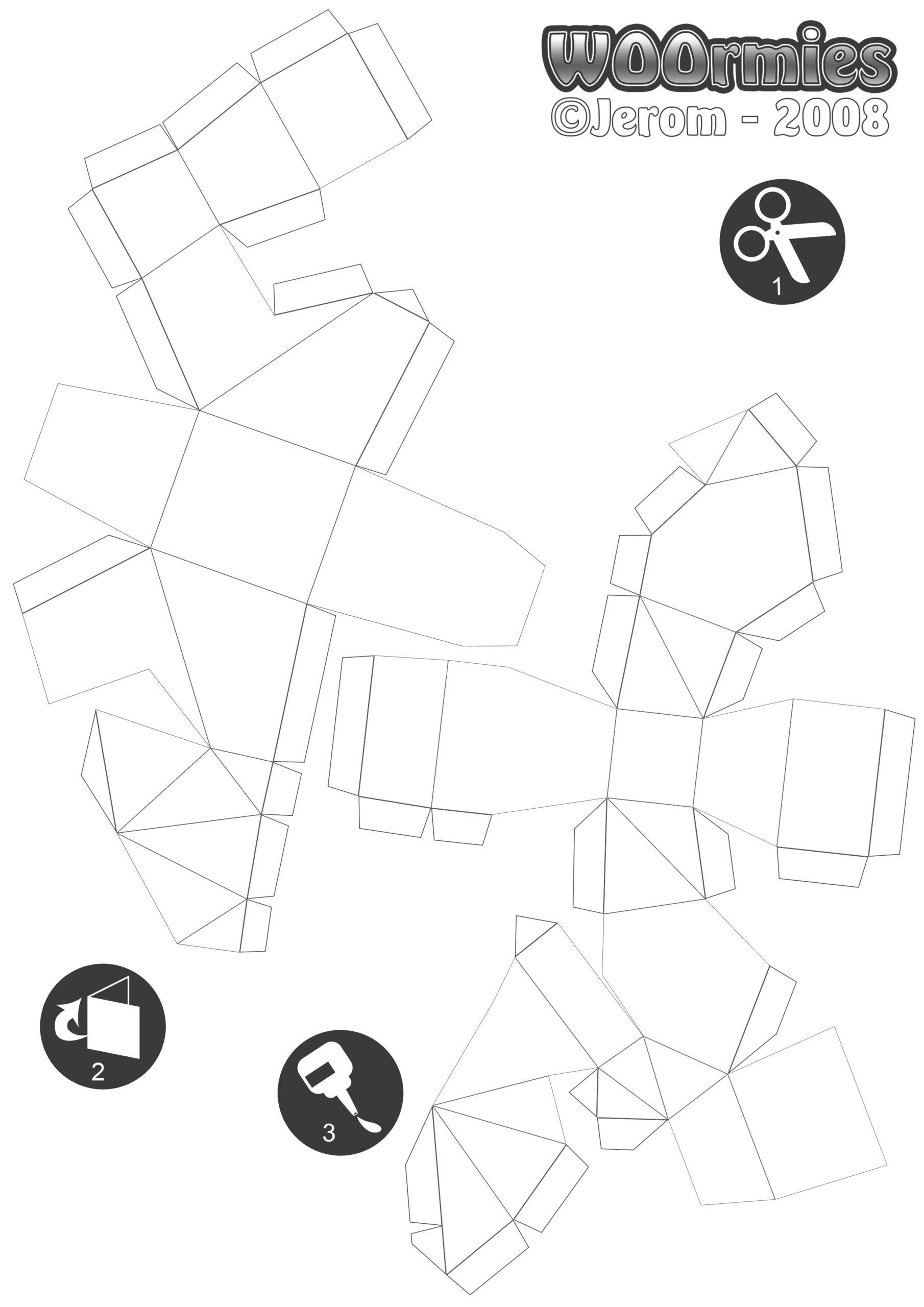 Mô hình giấy Woormies - Papetoy 2Woormies Blank