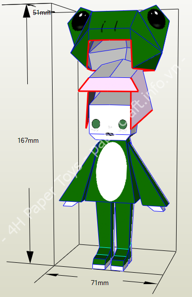 Mô hình giấy Frog Girl - đồ chơi giấy thủ công PaperCraft VN