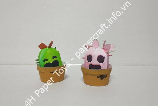 Mô hình giấy 브롤스타즈 (화분)스파이크 페이퍼토이 도안 - đồ chơi giấy thủ công PaperCraft VN