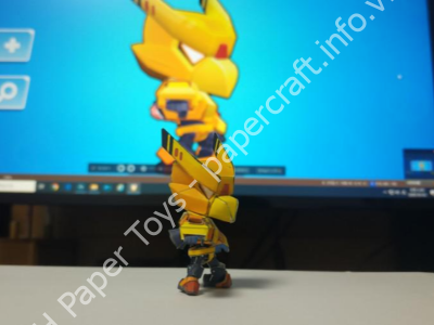 Mô hình giấy 브롤스타즈 골드 메카 크로우 종이모형 도면 - đồ chơi giấy thủ công PaperCraft VN