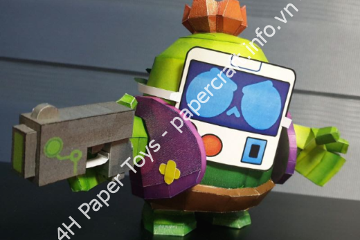 Mô hình giấy 브롤스타즈 마스크 스파이크 종이모형 도면 공유 - đồ chơi giấy thủ công PaperCraft VN
