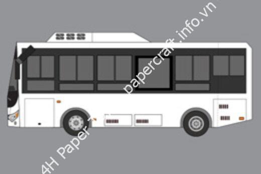 Mô hình giấy Simple Cars – Bus white - đồ chơi giấy thủ công PaperCraft VN