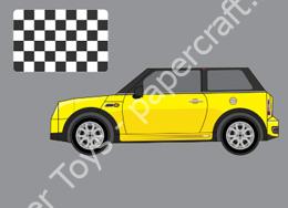 Mô hình giấy Simple Cars – Mini Cooper with checker squares on the roof - đồ chơi giấy thủ công PaperCraft VN