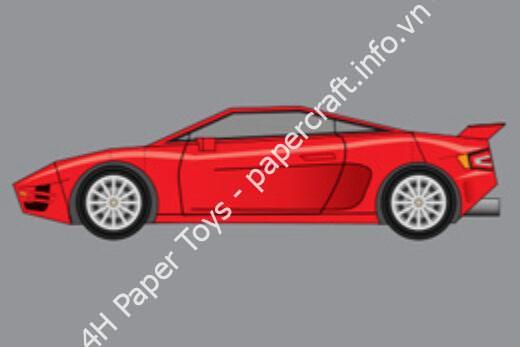 Mô hình giấy Simple Cars – Sports car white - đồ chơi giấy thủ công PaperCraft VN