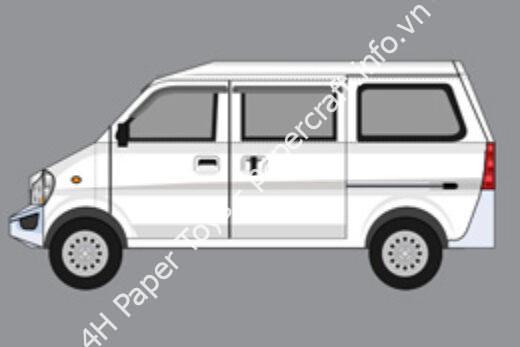 Mô hình giấy Simple Cars – Minivan white - đồ chơi giấy thủ công PaperCraft VN