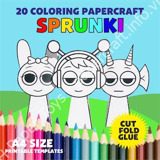 Mô hình giấy COLORING SPRUNKI PAPERCRAFT - đồ chơi giấy thủ công PaperCraft VN