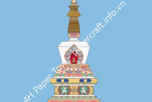 Mô hình giấy Tibetan Stupa – Stupa with ornaments no scale, as such stupas exist in all sizes - đồ chơi giấy thủ công PaperCraft VN