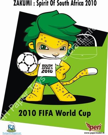 Mô hình giấy Zakumi Papertoy : 2010 FIFA World Cup Mascot - đồ chơi giấy thủ công PaperCraft VN