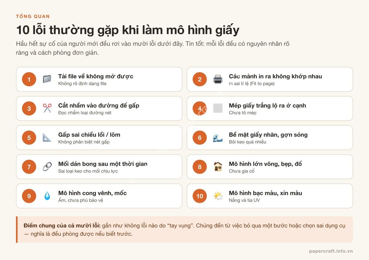 Tổng quan 10 lỗi thường gặp khi làm mô hình giấy và nguyên nhân của từng lỗi - PaperCraft VN